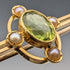 British Antique 15ct Gold Greenstone & Pearl Pin Brooch